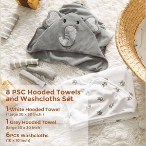 New Grey and Cream(White)8pc Baby Towel/Washcloth Set